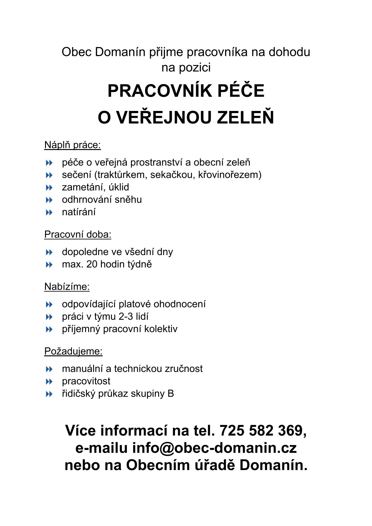 Přijmeme pracovníka na péči o veřejnou zeleň