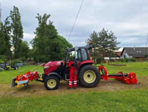 Malotraktor se zametacím kartáčem a mulčovačem, zaškolení obsluhy